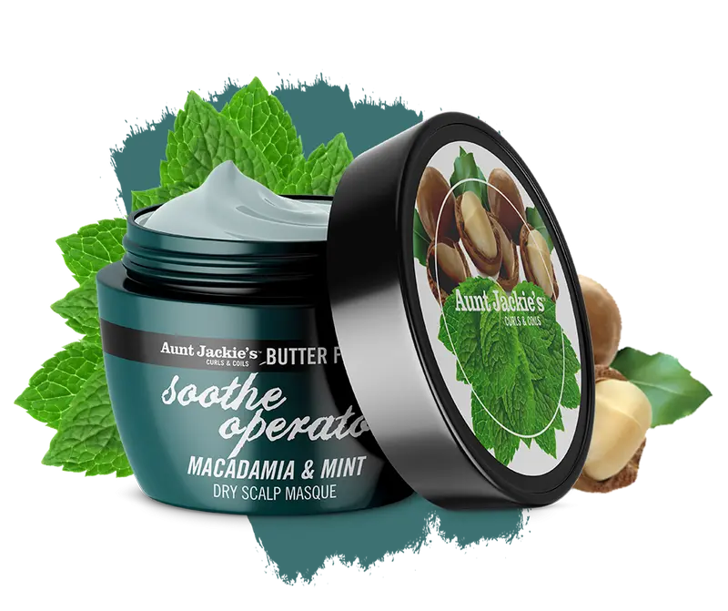 Aunt Jackie's - Butter Fusions Soothe Operator - Macadamia & Mint Dry Scalp Conditioning Masque 8oz